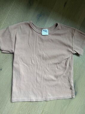 Ribbed Short Sleeve Tee in Dusty Rose 3/4T